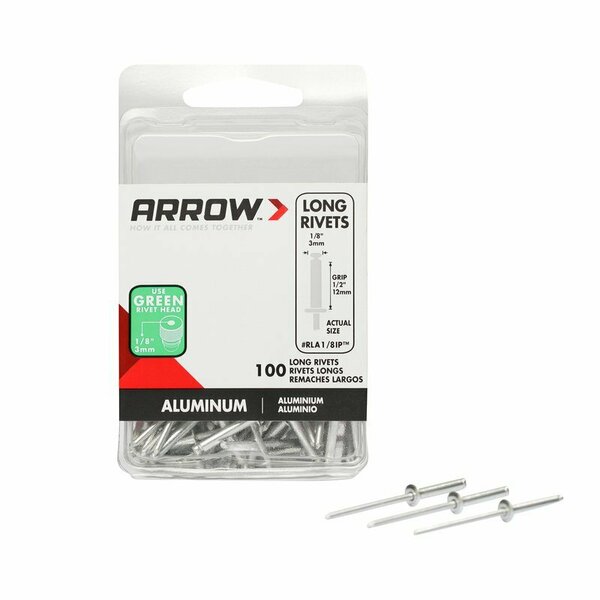 Arrow Fastener Rivets 100 Lg Alum Arrow Pop RLA1/8IP